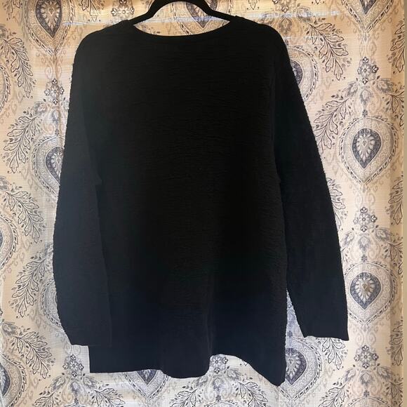 J. Jill Black Textured Top With Pockets Size Large - Picture 2 of 7